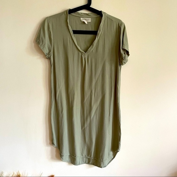 CLOTH & STONE Sage Green Tee Shirt Dress XS - Picture 1 of 8